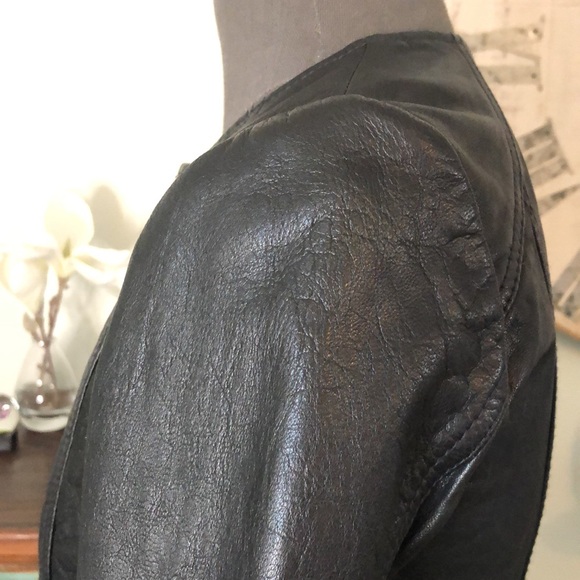MADEWELL BLACK LEATHER MOTO ZIPPERS JACKET COLLARLESS SIZE XS - Picture 8 of 15